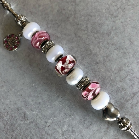 #1 Mom Silvertone Snake Chain Slide Charm Bracelet - Picture 2 of 8